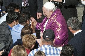 Pope Francis arrives for his weekly general audience