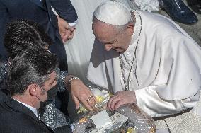 Pope Francis arrives for his weekly general audience