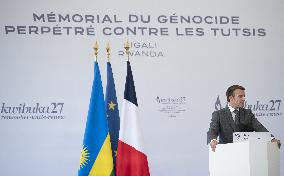Macron Visits Genocide Memorial - Kigali