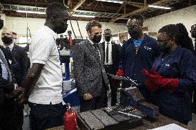 Macron Visits Polytechnic Center - Tumba