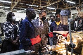 Macron Visits Polytechnic Center - Tumba