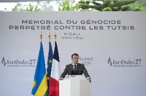 Macron Visits Genocide Memorial - Kigali