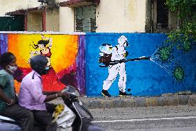 Mural on COVID-19 Coronavirus Awarness - India