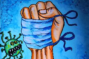 Mural on COVID-19 Coronavirus Awarness - India