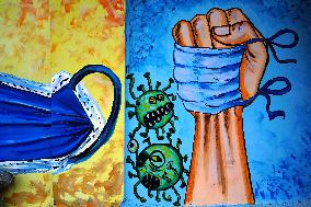Mural on COVID-19 Coronavirus Awarness - India