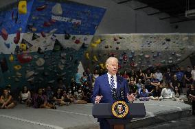 Biden and Northam Visit Sportrock CLlimbing Centern Alexandria, Virginia