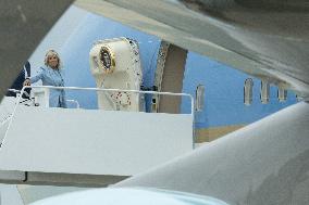 United States President Joe Biden and first lady Dr. Jill Biden board Air Force One at Joint Base Andrews