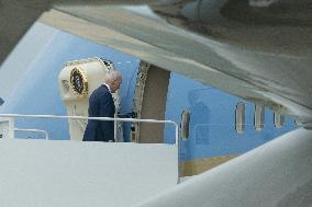 United States President Joe Biden and first lady Dr. Jill Biden board Air Force One at Joint Base Andrews