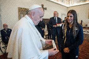 Pope Francis meets with a delegation from Athletica Vaticana