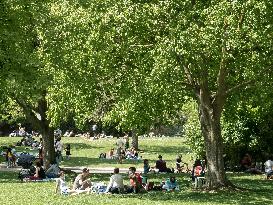 People Enjoy The Sun At Montsouris Park - Paris