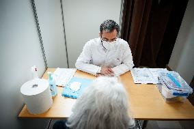 Olivier Veran at vaccination center in Montrouge - France