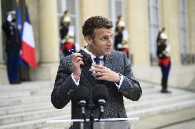 President Macron And President Fernandez Press Conference - Paris