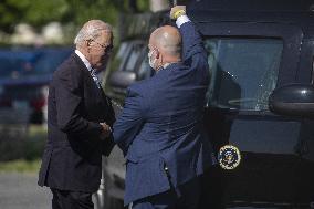 US President Joe Biden returns to the White House from Delaware