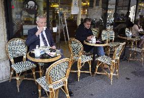 Bruno Le Maire Makes A Coffee Stop - Paris