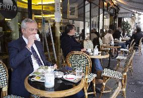 Bruno Le Maire Makes A Coffee Stop - Paris