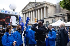 Police Rally In Front Of The National Assembly - Paris