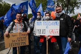 Police Rally In Front Of The National Assembly - Paris