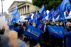 Police Rally In Front Of The National Assembly - Paris