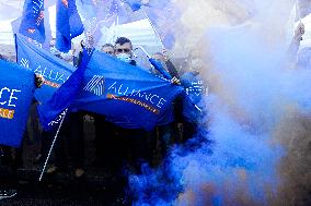 Police Rally In Front Of The National Assembly - Paris