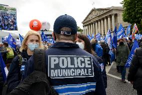 Police Rally In Front Of The National Assembly - Paris