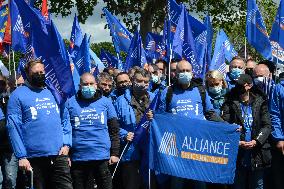 Police Rally In Front Of The National Assembly - Paris