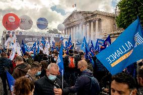 Police Rally In Front Of The National Assembly - Paris