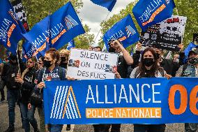 Police Rally In Front Of The National Assembly - Paris