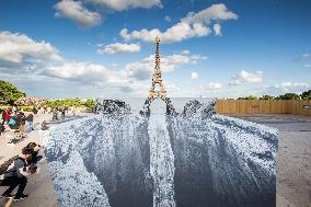 Tour Eiffel Optical Illusion By JR Artist - Paris