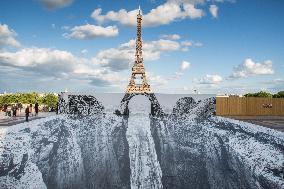 Tour Eiffel Optical Illusion By JR Artist - Paris