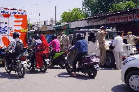 Police Check Point During A Lockdown - Rajasthan