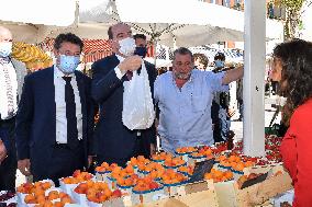 Jean Castex And Christian Estrosi Visit A Market - Nice