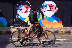 A Mural On Covid-19 Coronavirus Awarness - India