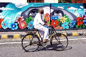 A Mural On Covid-19 Coronavirus Awarness - India