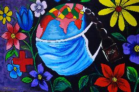 A Mural On Covid-19 Coronavirus Awarness - India