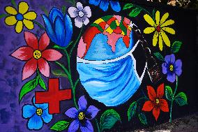 A Mural On Covid-19 Coronavirus Awarness - India