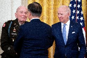 President Biden Awards Medal of Honor to Army Colonel Ralph Puckett