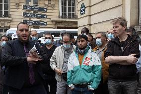 Demonstration Of VTC Employees And Bicycle Deliverers - Paris