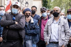 Demonstration Of VTC Employees And Bicycle Deliverers - Paris