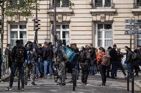 Demonstration Of VTC Employees And Bicycle Deliverers - Paris