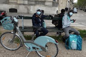 Demonstration Of VTC Employees And Bicycle Deliverers - Paris
