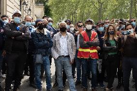 Demonstration Of VTC Employees And Bicycle Deliverers - Paris