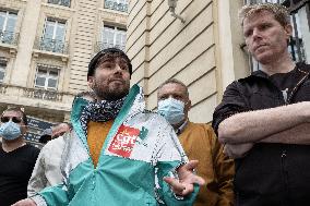 Demonstration Of VTC Employees And Bicycle Deliverers - Paris