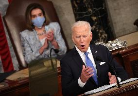 Biden Delivers First Joint Address To Congress - Washington