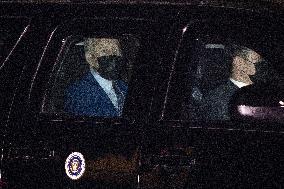 US President Joe Biden returns from Georgia following an event to mark his 100th day in office