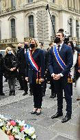 Marine Le Pen Lays Flowers To A Statue Of Joan of Arc - Paris