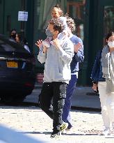 Joshua Jackson With His Wife And Their Daughter Out - NYC