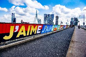 Erasmus Bridge Decorated For Eurovision - Rotterdam