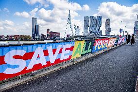 Erasmus Bridge Decorated For Eurovision - Rotterdam