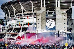 Ajax Amsterdam Supporters Celebrate The Achievement Of The 35Th National Title In Club History