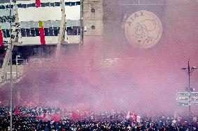 Ajax Amsterdam Supporters Celebrate The Achievement Of The 35Th National Title In Club History